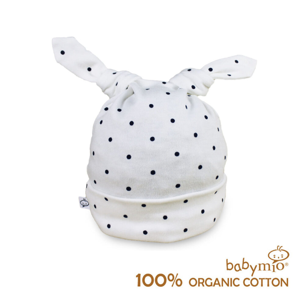 Babymio – 100％Organic Cotton – 100% Organic Cotton Baby 2 Way Knotted Hat (Polka Dot)