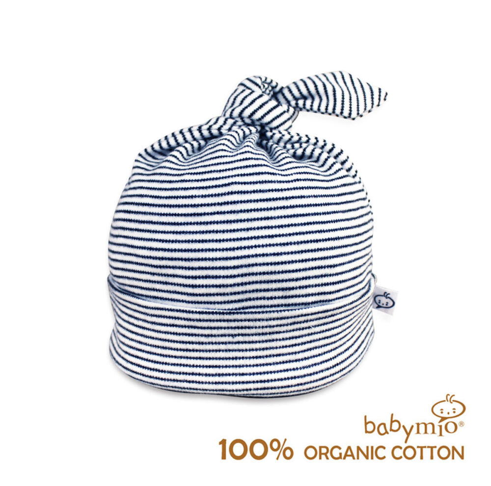 Babymio – 100％Organic Cotton – 100% Organic Cotton Knotted Baby Hat – Stripe